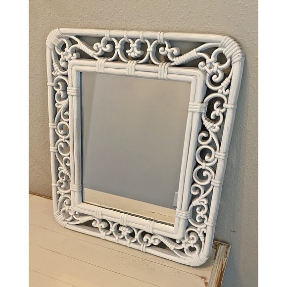 Vintage Mid Century Modern Homco Syroco White Mirror 14.5X12.5 Used - Picture 3 of 8